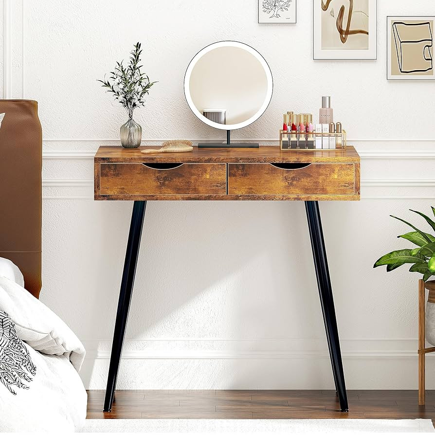 Need 31.5 Inch Computer Desk with 2 Drawers Small Makeup Dressing Table Home Office Desk for Bedr... | Amazon (US)