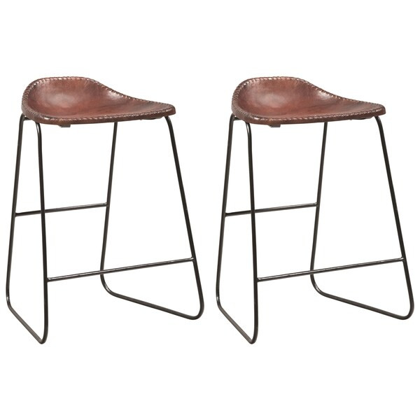 Industrial Style Leather Saddle Seat Bar Stools (Set of 2) | Bed Bath & Beyond