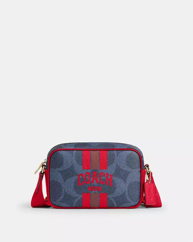Mini Jamie Camera Bag In Signature Canvas With Varsity Stripe | Coach Outlet US