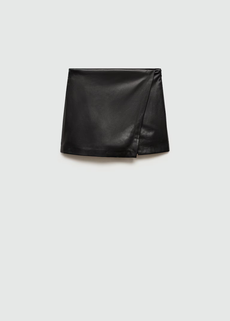Leather-effect culottes - Women | MANGO United Kingdom | MANGO (UK)