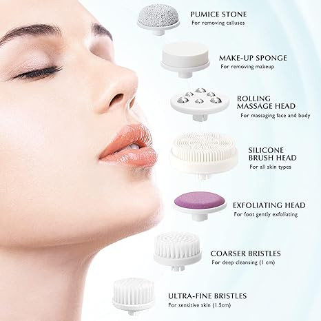 COSLUS Facial Cleansing Brush Silicone Face Scrubber: 7 in 1 FBS-D Electric Exfoliating Rotating ... | Amazon (US)