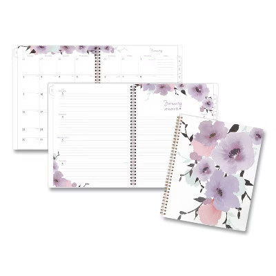 Mina Weekly/Monthly Planner, Floral Artwork, 11 x 8.5, White/Violet/Peach Cover, 12-Month (Jan to Dec): 2026 | Target