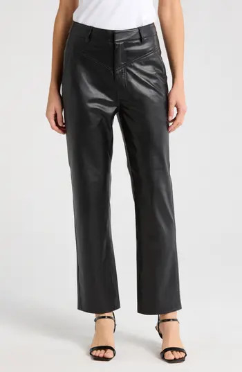 AG Cleo High Waist Kick Flare Faux Leather Pants in True Black at Nordstrom Rack, Size 30 | Nordstrom Rack