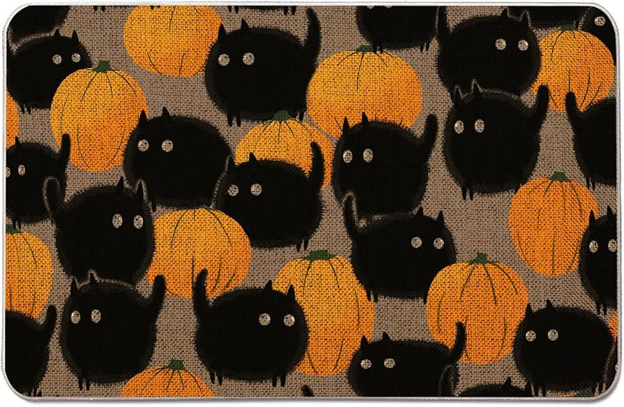 GAGEC Halloween Door Mat Pumpkins Cat Outdoor Rug Bathroom Doormat Entrance Rugs Farmhouse Home K... | Amazon (US)