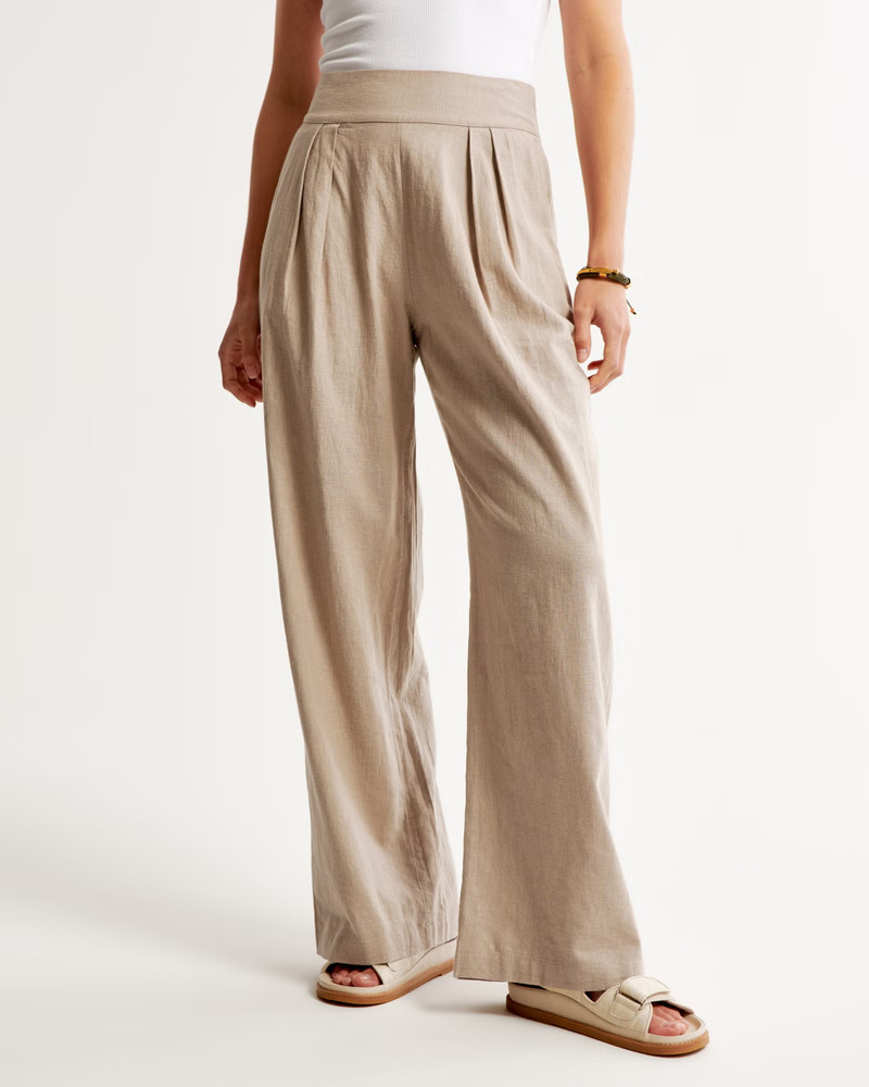 Linen-Blend Ultra Wide-Leg Pant | Abercrombie & Fitch (US)