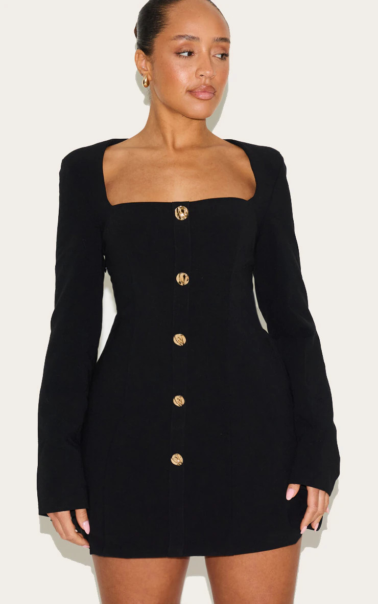 Shape Black Tailored Hammered Mini Dress | Shape | PrettyLittleThing US