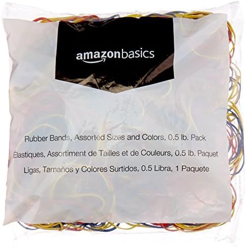 Amazon Basics Assorted Size and Color Rubber Bands, 0.5 lb. | Amazon (US)