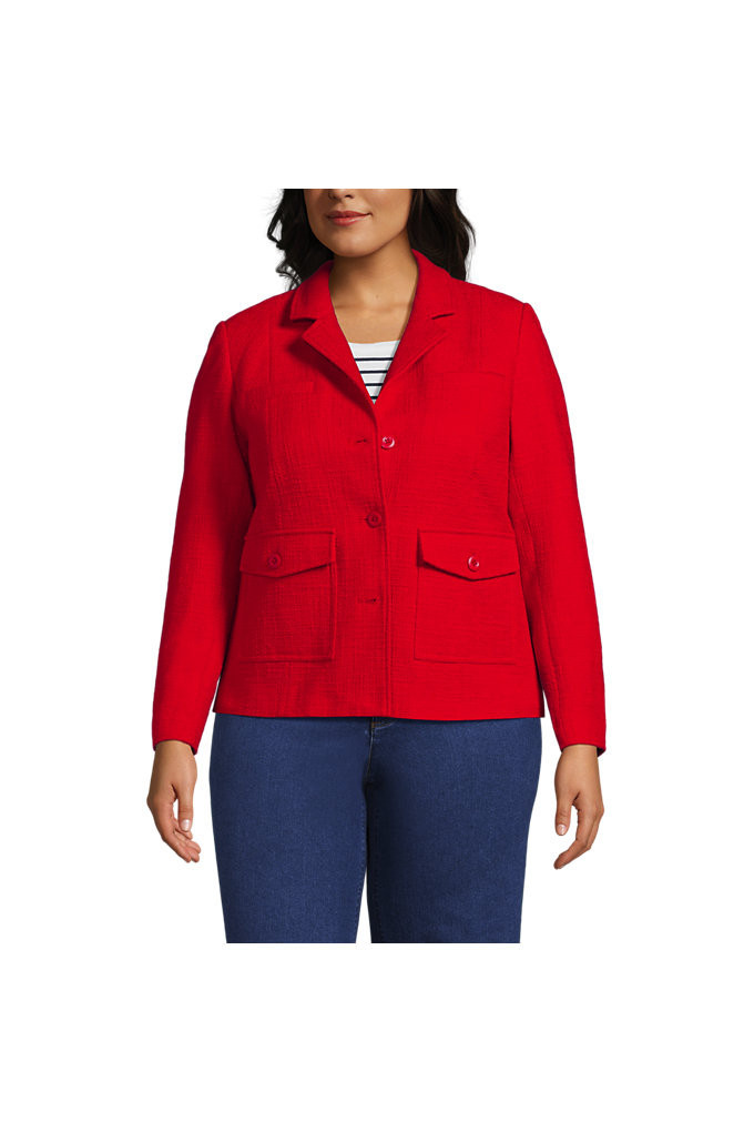 Women's Plus Size Tweed Blazer - Lands' End - Red - 1X | Lands' End (US)