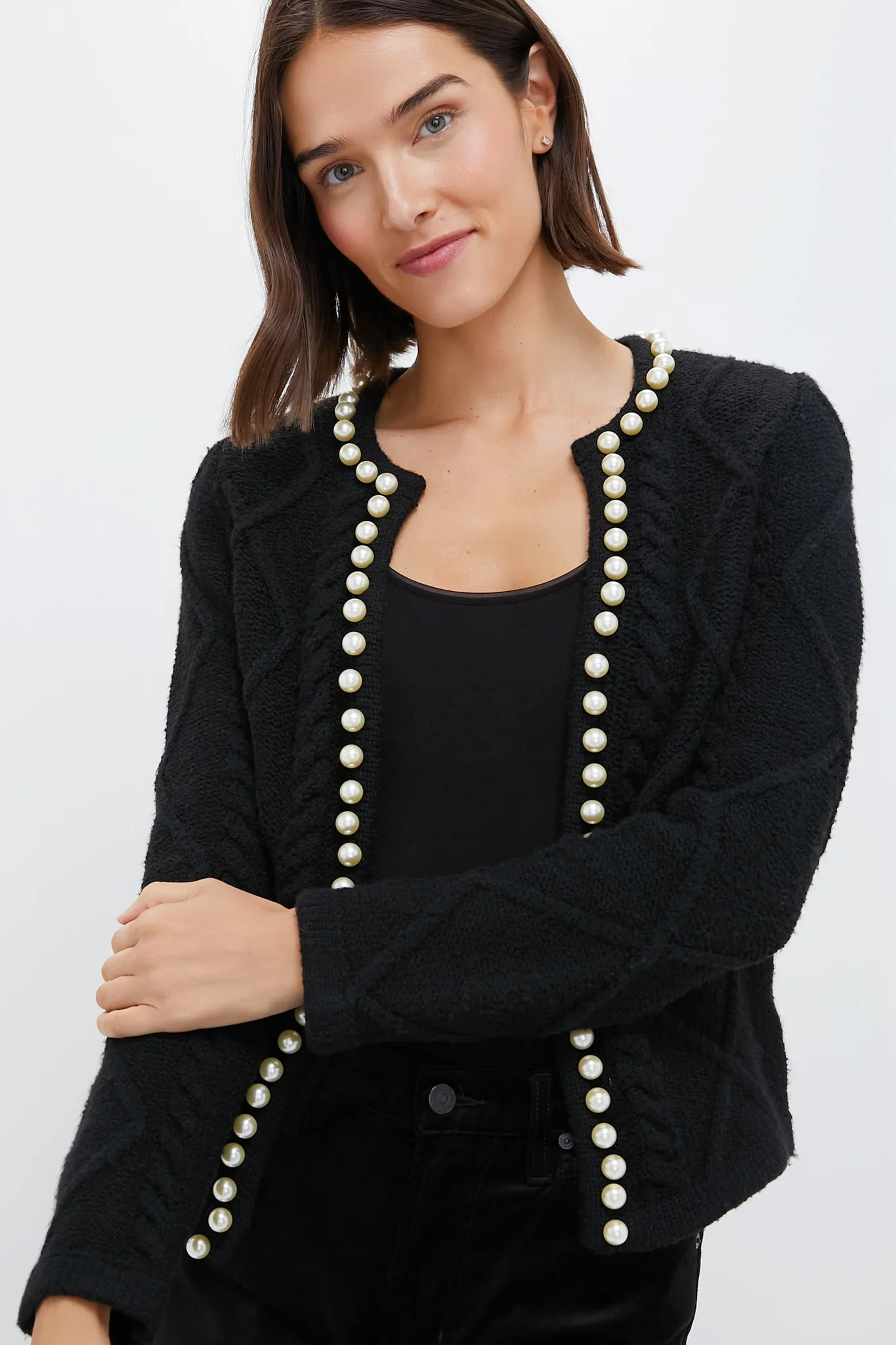 Black Pearl Trim Piper Cardigan | Tuckernuck (US)