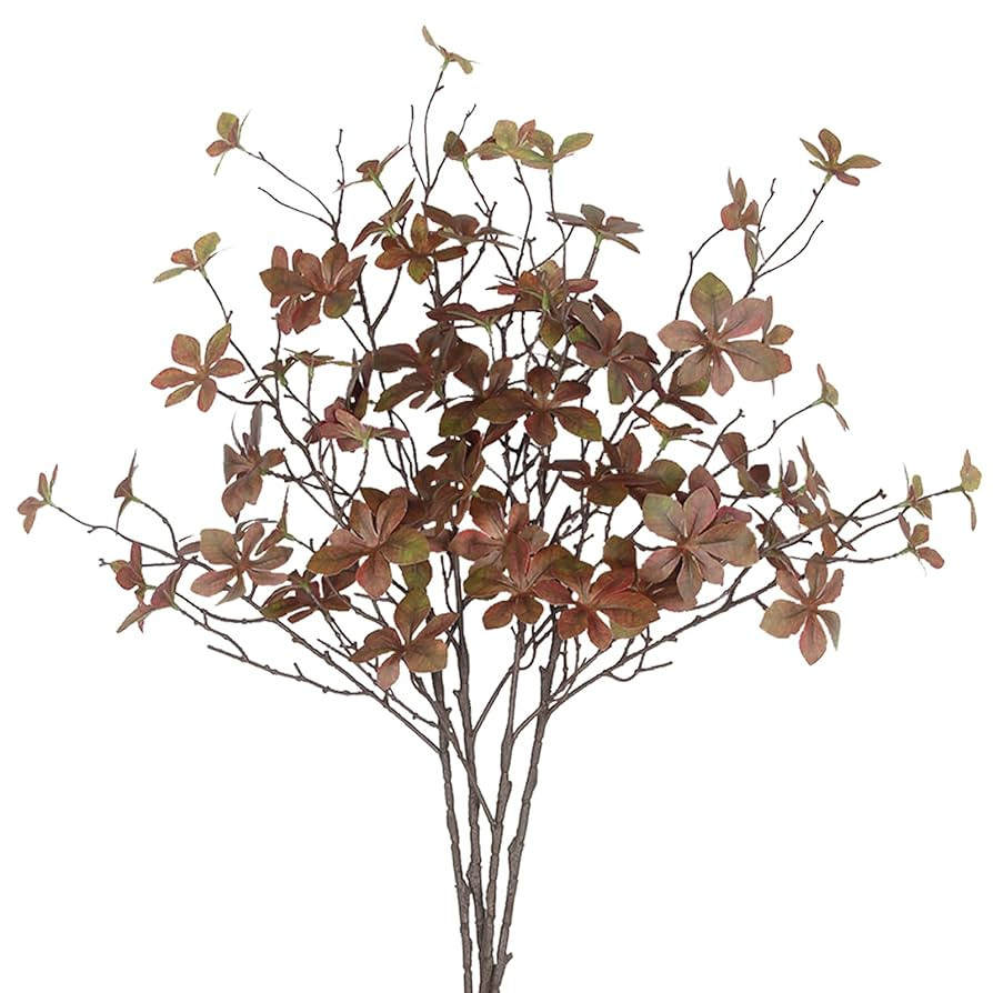 CISDUEO 4 Pcs Artificial Fall Leaves Stem Plants Fall Floral Stems Fake Leaves Silk Faux Fall Gre... | Amazon (US)