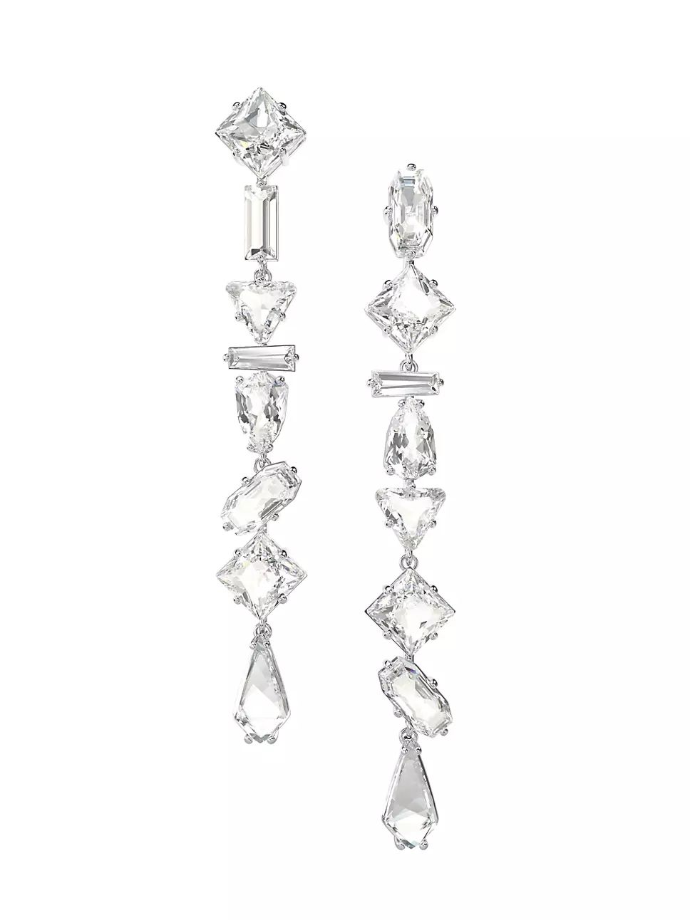 Mesmera Rhodium-Plated & Crystal Linear Drop Earrings | Saks Fifth Avenue