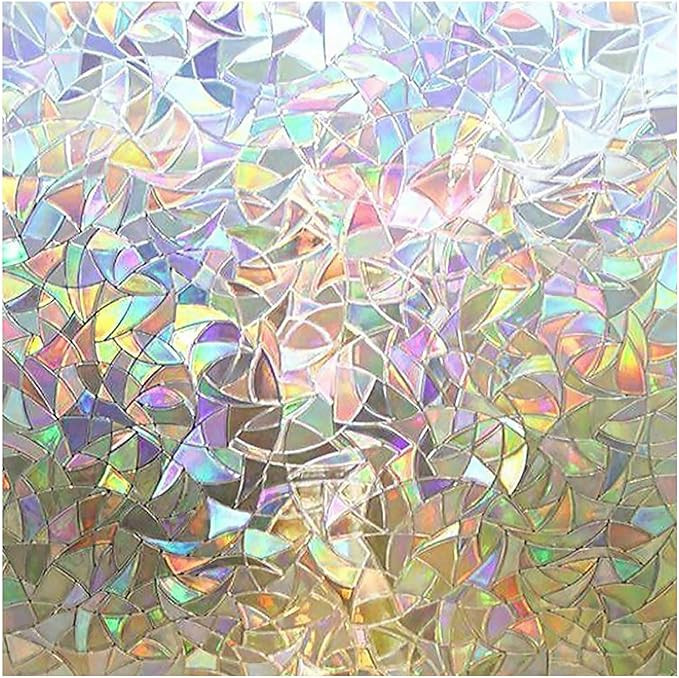 rabbitgoo Window Privacy Film, Rainbow Window Clings, 3D Decorative Window Vinyl, Stained Glass W... | Amazon (US)