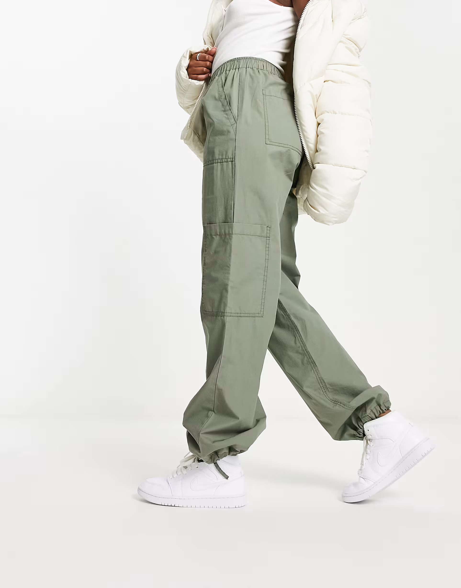 ASOS DESIGN clean pull on cargo pants in Sage | ASOS (Global)