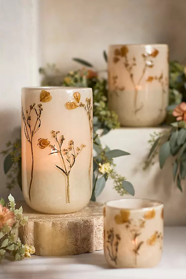 Pressed Floral Stems Candle Holder | Terrain