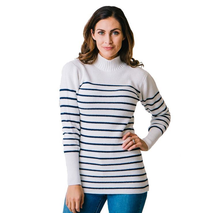 Hope & Henry Women's Long Sleeve Mock Neck Breton Sweater | Target