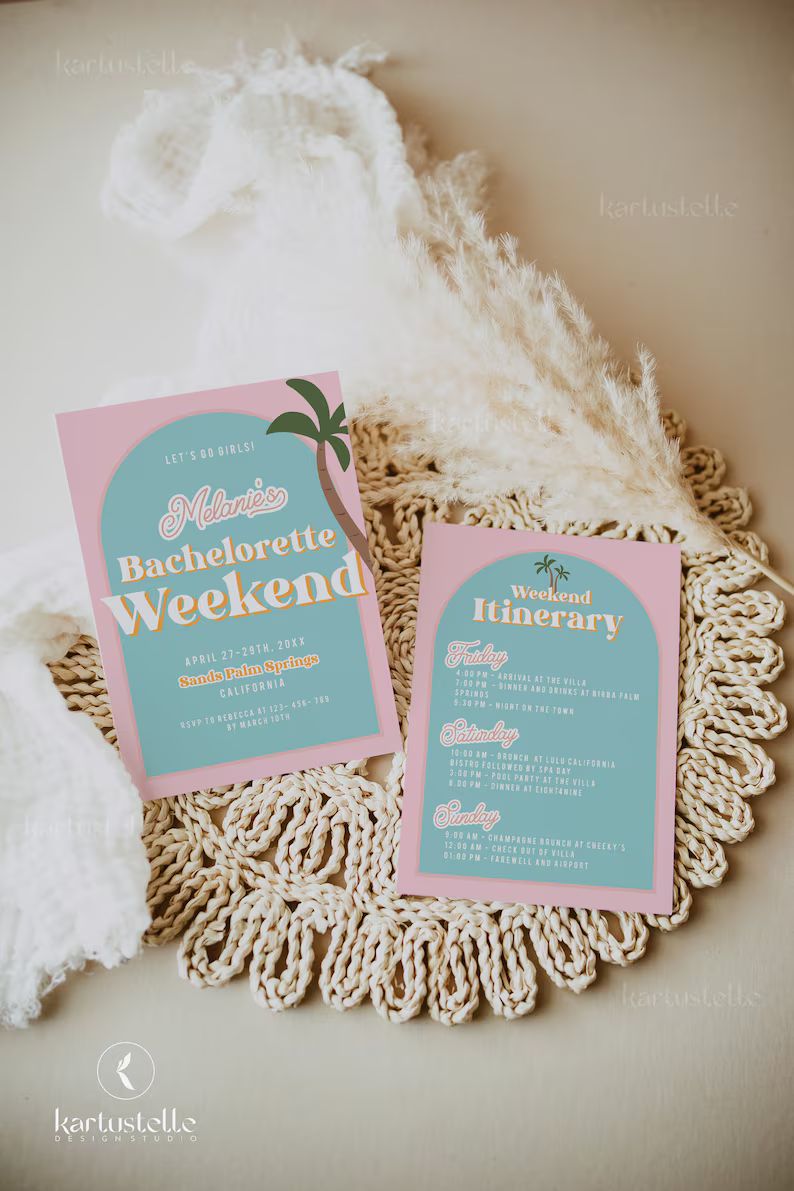 Palm Springs Bachelorette Party Invitation and Itinerary - Etsy | Etsy (US)