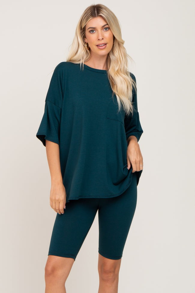 Forest Green Biker Short Sleep Set | PinkBlush Maternity