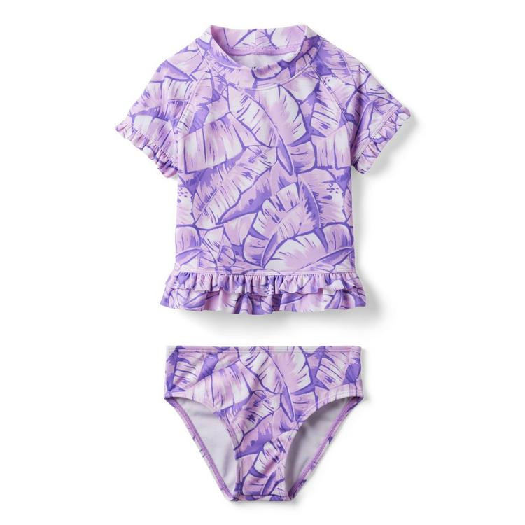 Palm Leaf Ruffle Trim Rash Guard Set | Janie and Jack