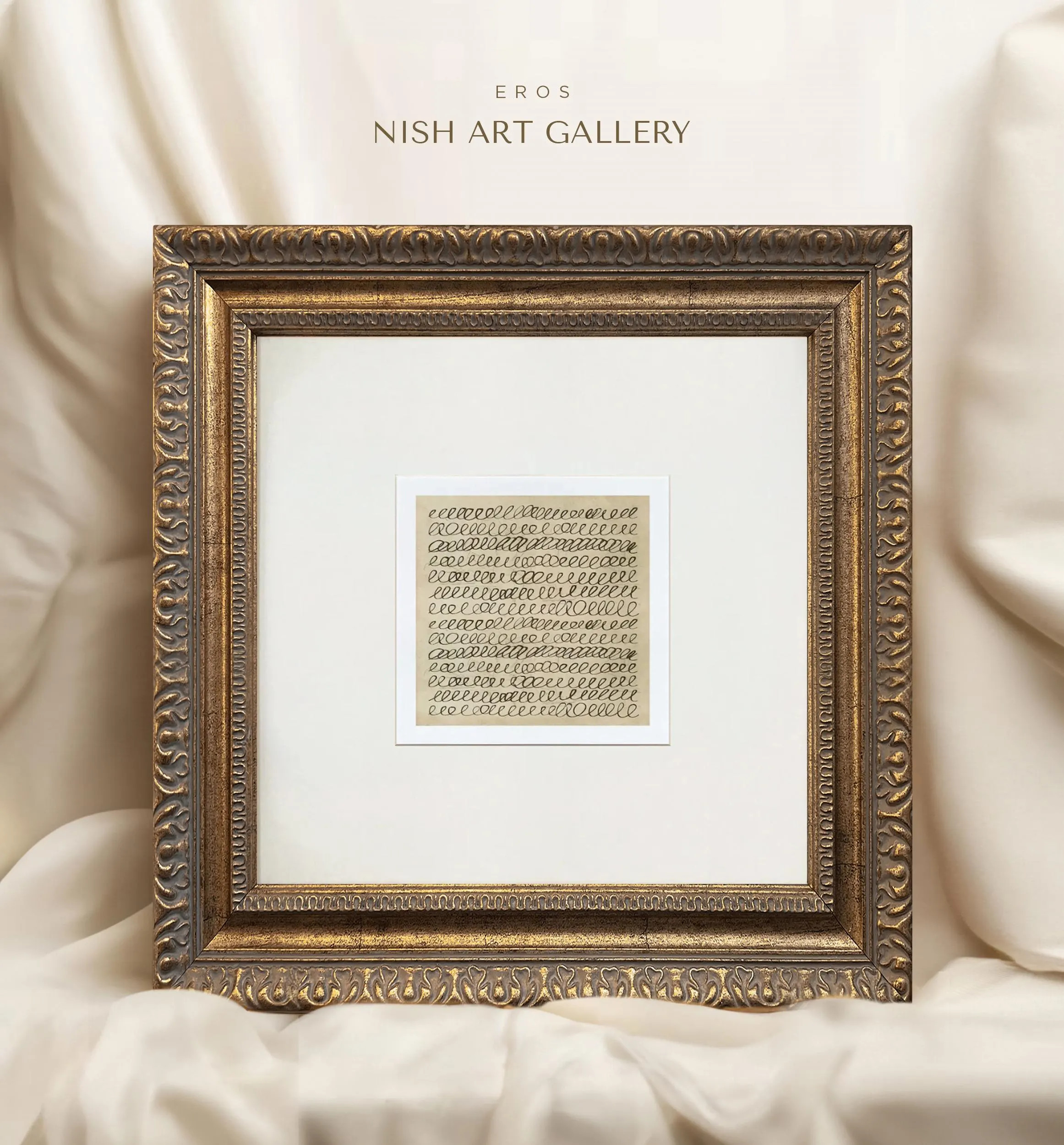 Line Art Print: Abstract Sketch in Gold Foiled Frame #324 | Etsy (Global)