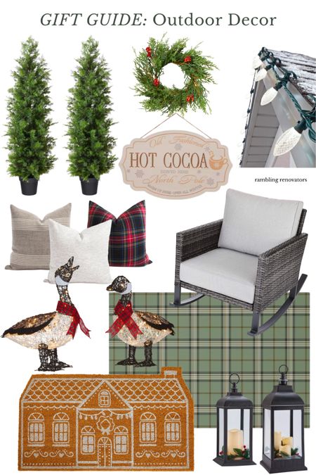Gift guide for home, holiday decor, outdoor decor // porch trees, front door wreath, outdoor pillows, door mat, Christmas lights, porch decor 

#LTKGiftGuide #LTKhome #LTKSeasonal