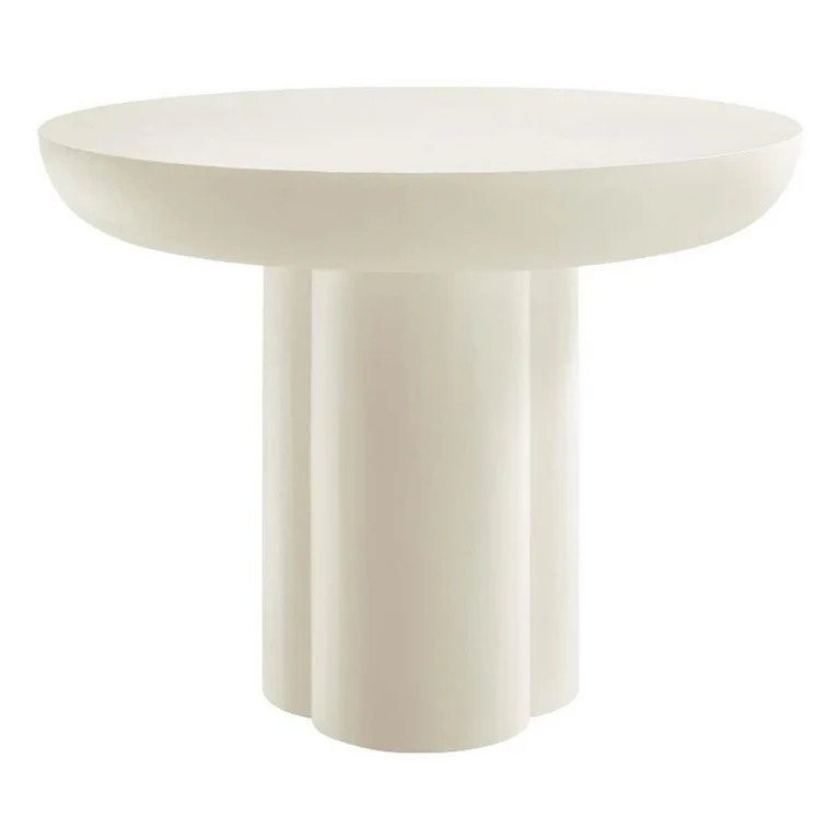 Pemberly Row Contemporary 40" Round Concrete Dining Table in White | Walmart (US)