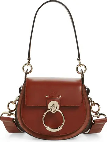 Chloé Small Tess Leather Crossbody Bag in Black at Nordstrom | Nordstrom