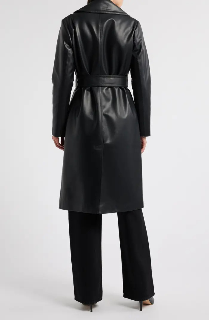 Long Faux Leather Trench Coat | Nordstrom