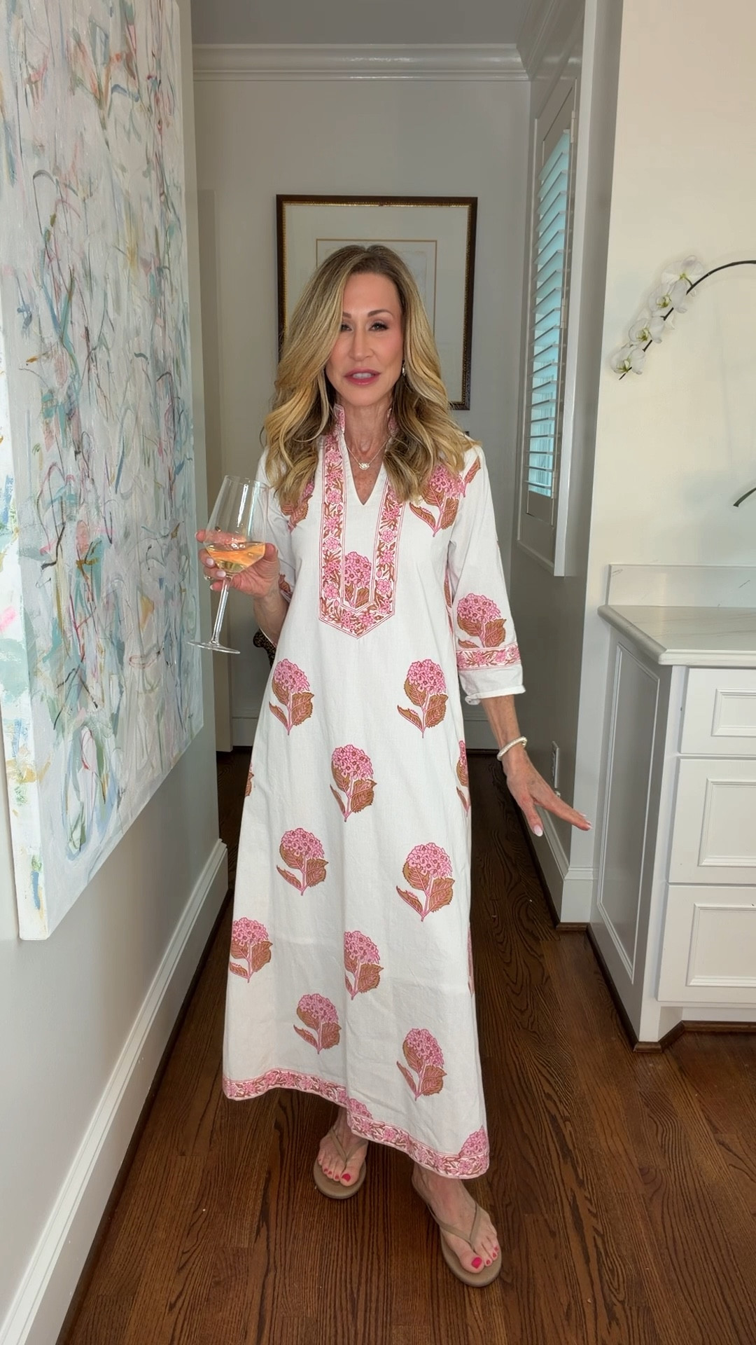 Lounging is style after a long day in this gorgeous caftan from Just Darviny.  Styled simply with great jewelry, flip flops and a swipe of pink Dior lipstick!


#LTKSeasonal #LTKOver40 #LTKootd