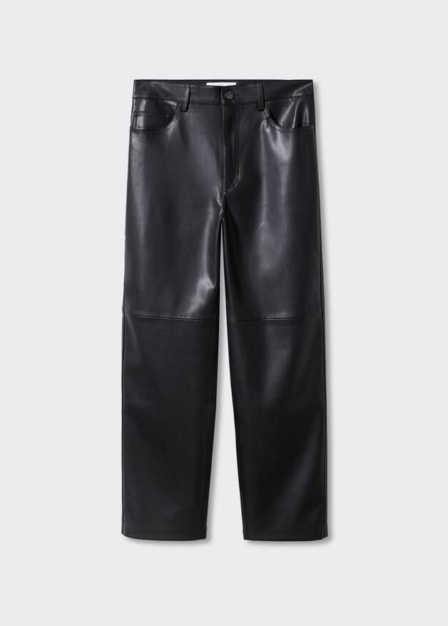 Leather-effect straight trousers -  Women | Mango United Kingdom | MANGO (UK)