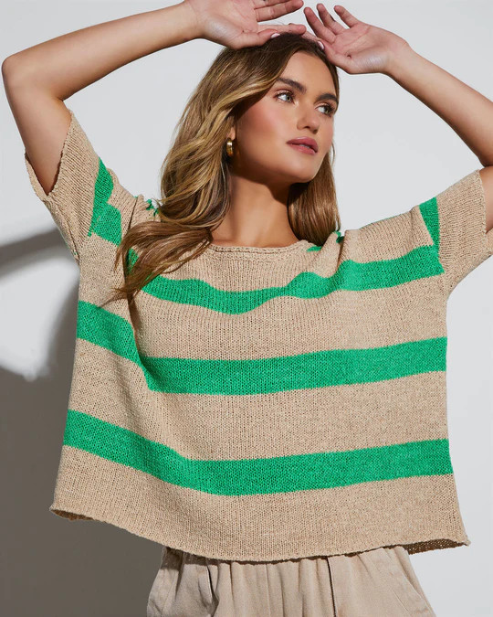 Ardelle Striped Short Sleeve Sweater | VICI
