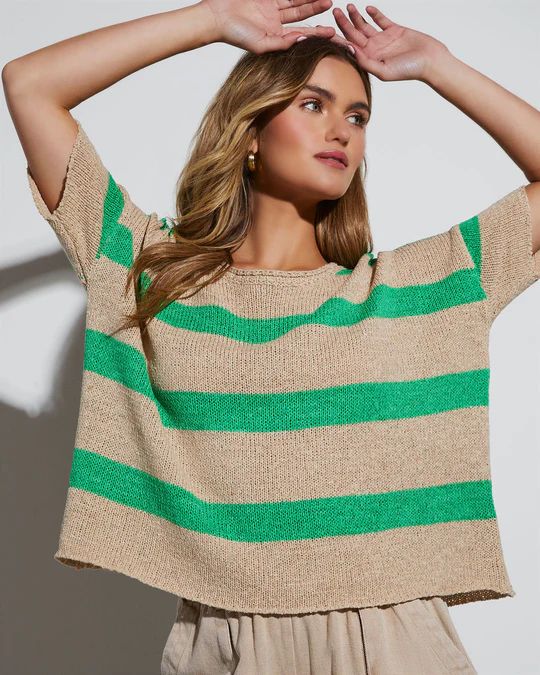 Ardelle Striped Short Sleeve Sweater | VICI Collection