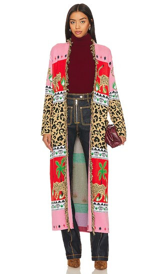 Leopardess Duster in Red & Pink | Revolve Clothing (Global)