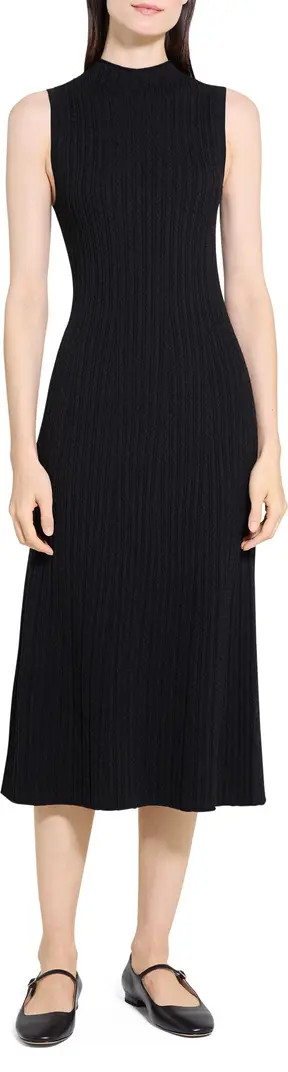 Theory Cable Stitch Sleeveless Wool Blend Sweater Midi Dress | Nordstrom | Nordstrom