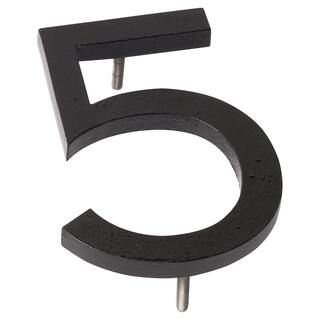 Montague Metal Products 16 in. Black Aluminum Floating or Flat Modern House Number 5 | The Home Depot