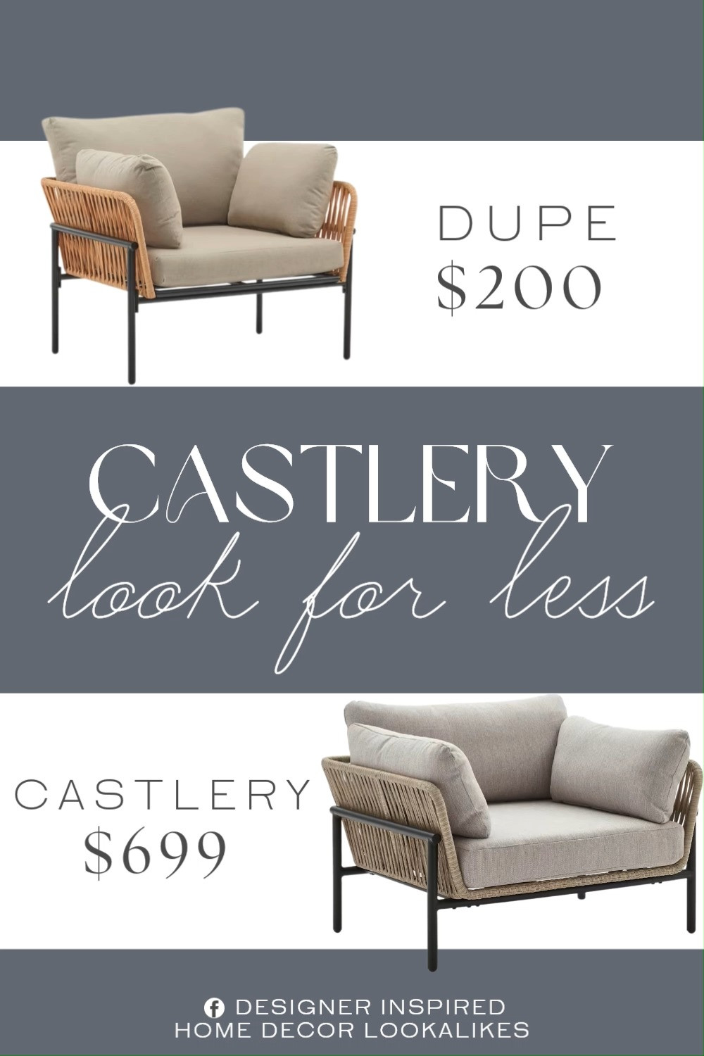 Inspired by Castlery Outdoor Lounge Dining Chair. Outdoor Lounge Chair. Patio Dining Chair. Contemporary Outdoor Chair. Rope Weave Lounge Chair. Coastal Style Patio Chair. Resort Style Lounge Chair. Elegant Outdoor Seating. Patio Accent Chair. 

Home more affordable option find copy cat similar look for less budget friendly affordable cheap cheaper beautiful pretty. Clearance sale coupon code discount code promo code luxury lookalike look a like Inspo inspiration inspired by idea ideas Love like these? I share multiple every day in my FB group.
#castleryinspired #diningchair #outdoorchair #loungechair #outdoorseating #furniturefinds #outdoorliving #patioinspo 

 #LTKHome