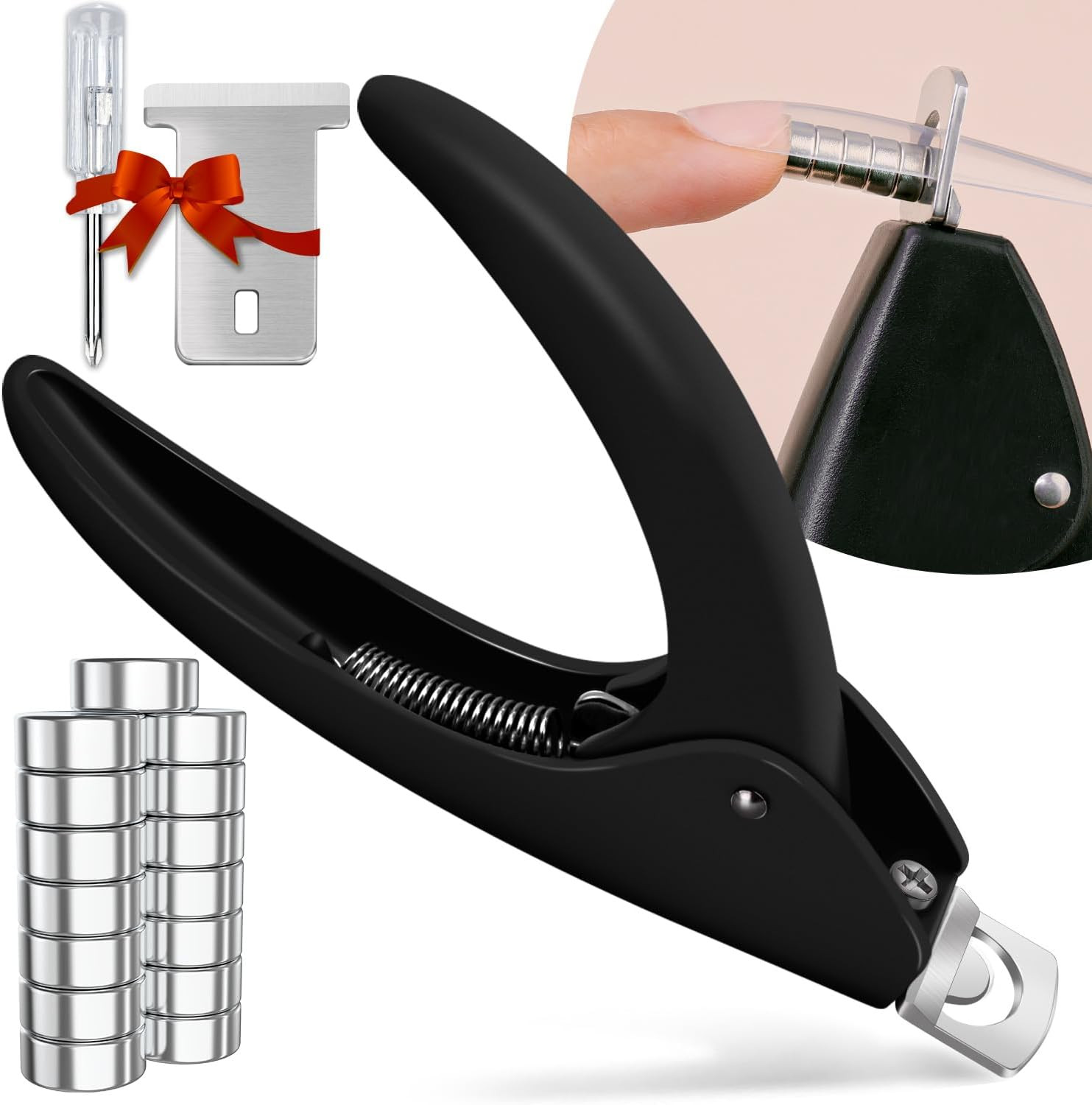 Black Adjustable Nail Clippers with Magnet Sizers for Acrylic Nails Cutter | Amazon (US)