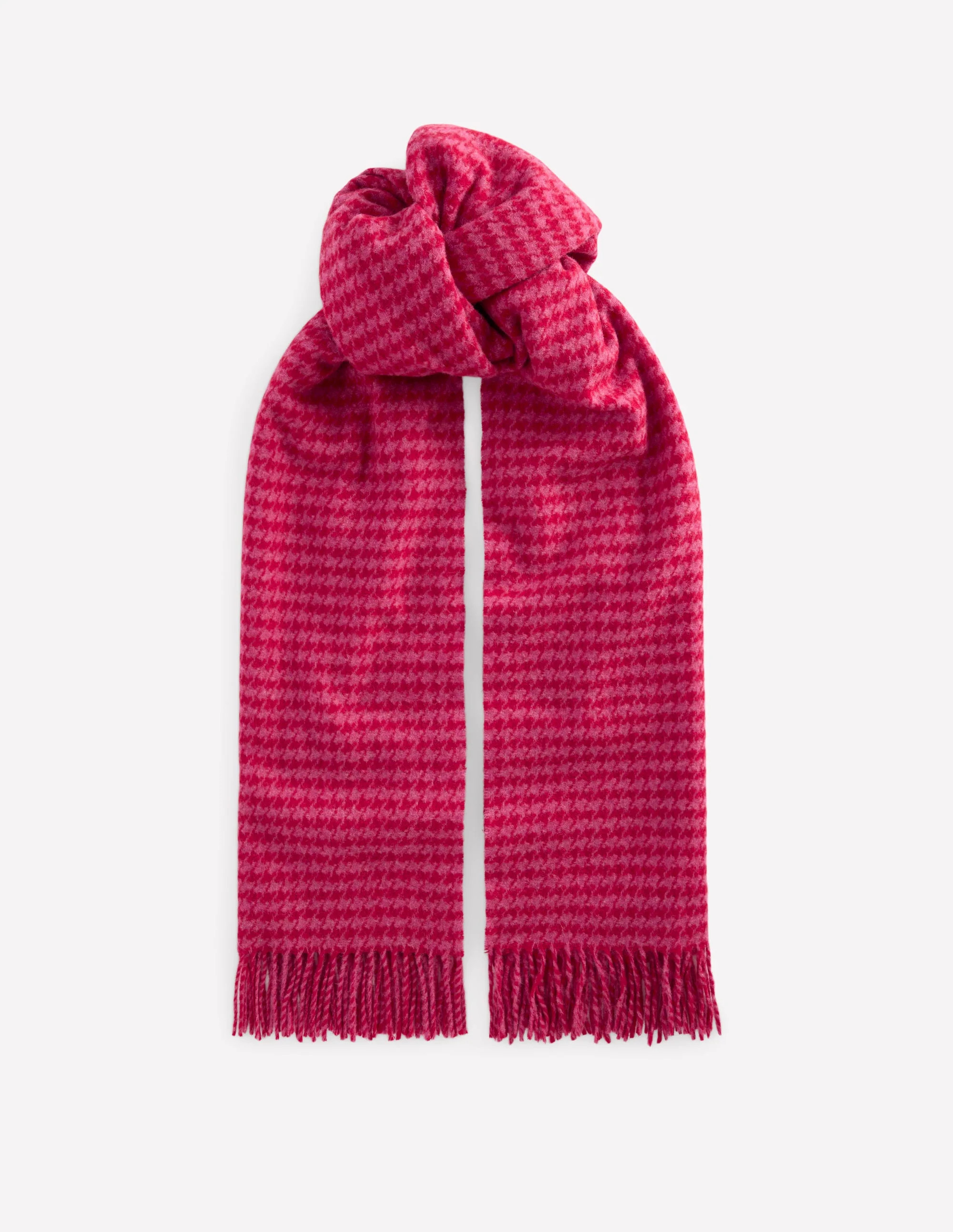 Houndstooth Blanket Scarf-Pink/Red Female Boden | Boden UK