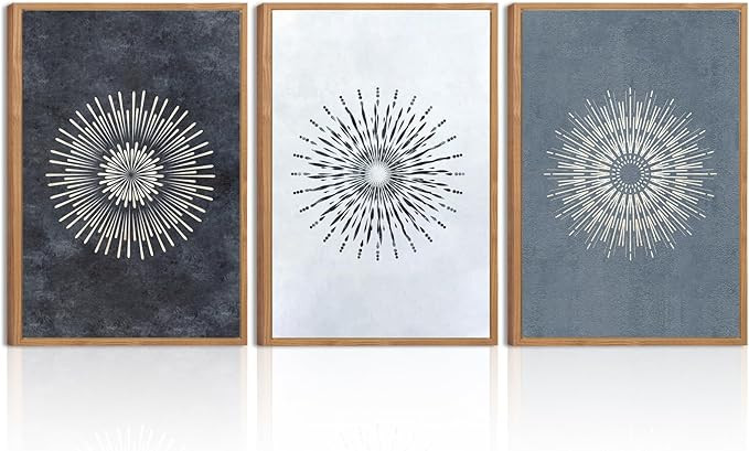 Large Mid Century Modern Wall Art Mandala Texture Neutral Minimalist Framed Canvas Paintings with... | Amazon (US)