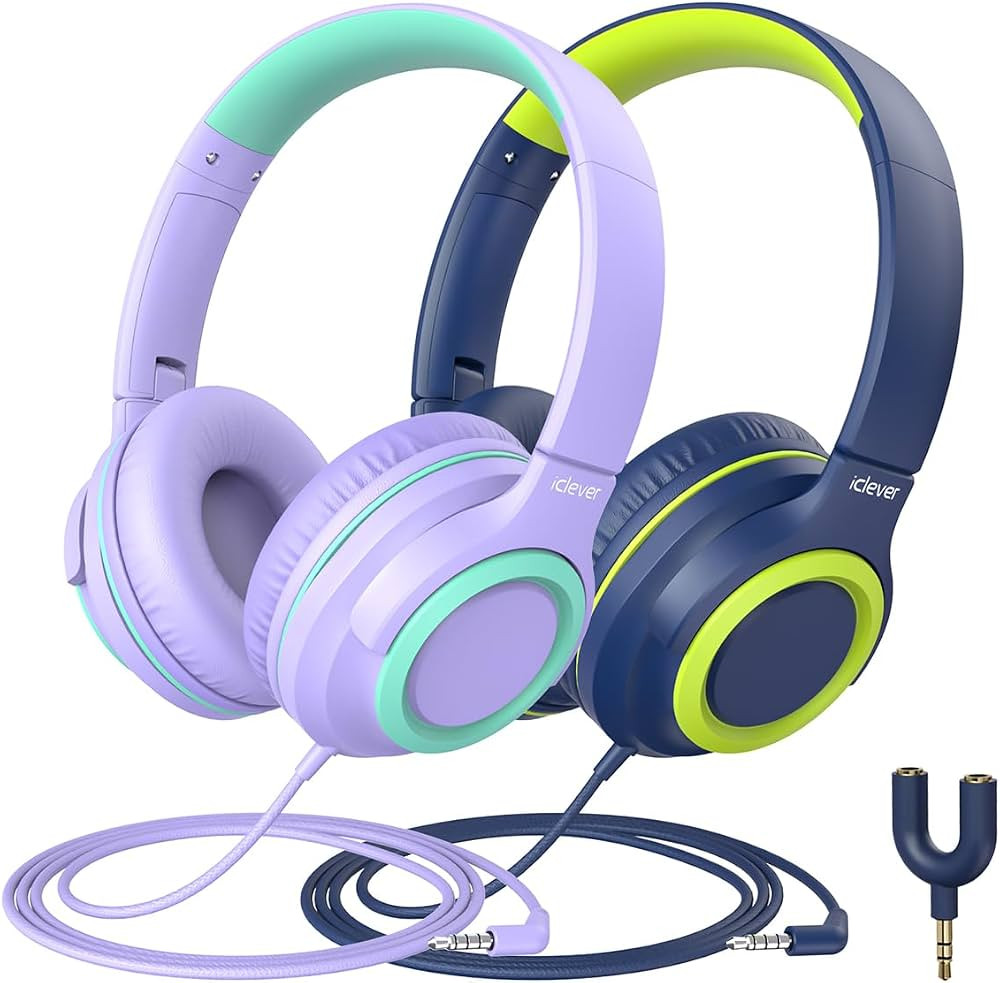 iClever 2Pack Kids Headphones with Sharing Splitter - 94dB Safe Volume Limited - HS22 Wired Headp... | Amazon (US)