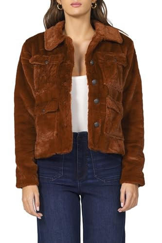 DEAR JOHN Autumn Jacket Women’s Button Front Relaxed Fit Fleece Coat - Burning Wood - Small | Amazon (US)