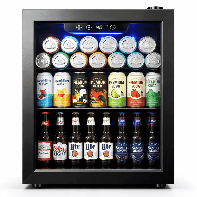 Simzlife 68 Can Beverage Refrigerator\uff0c1.9 Cu.ft Beverage Cooler with Glass Door, Mini Fridge... | Walmart (US)