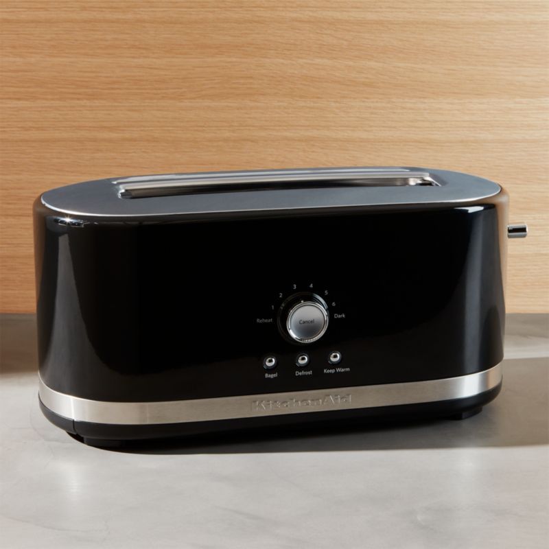 KitchenAid Onyx Black 4-Slice Long Slot Toaster + Reviews | Crate and Barrel | Crate & Barrel