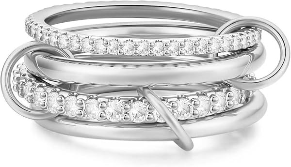 14K Gold Interlocking Stackable Rings for Women \u2013 Silver Gold Stack Ring Set with CZ, Two To... | Amazon (US)