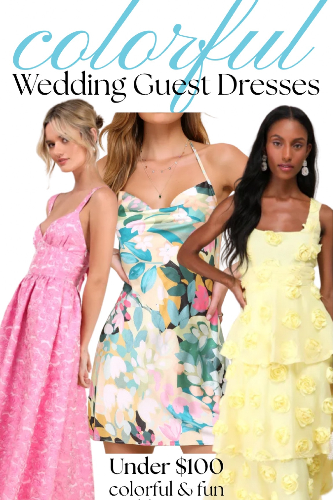Colorful Wedding Guest dresses for spring and summer weddings or formal casual events! Would be so cute for outdoor weddings! Love the yellow, pink, and multicolor dress. #springdress #springfashion #springstyle #weddingguest #formaldress #colorful #dresses #affordable #unique #pink #yellow 

#LTKparties #LTKSeasonal #LTKfindsunder100