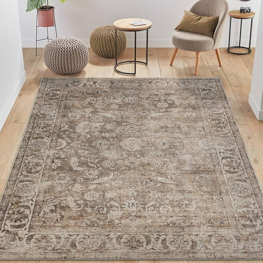 TALETA Teppich Wohnzimmer, waschbar, weicher Kurzflor Teppich für Wohnzimmer, Schlafzimmer - bra... | Amazon (DE)