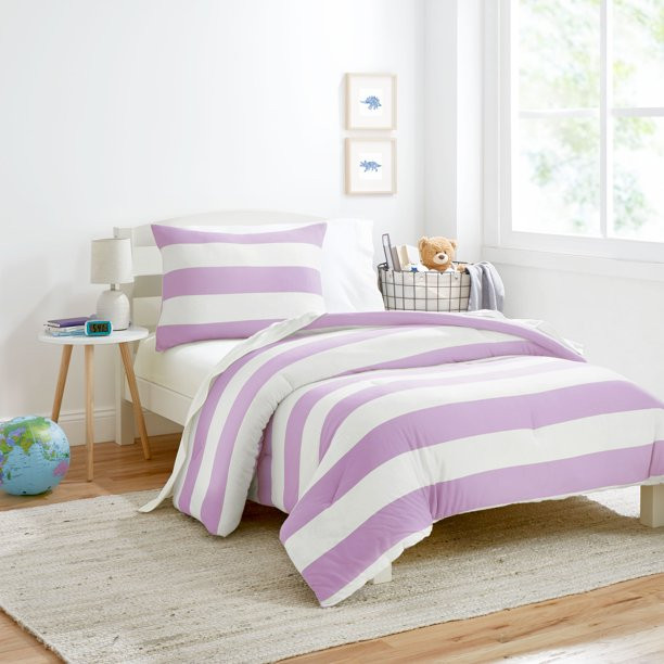 Gap Home Kids Rugby Stripe T-Shirt Soft Jersey Organic Cotton Blend Comforter Set, Full/Queen, La... | Walmart (US)