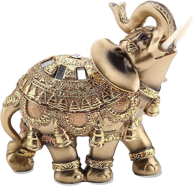 JIENAQIN Lucky Wealth Elephant Statue Feng Shui Home Decorations for Living Room Elephant Figurin... | Amazon (US)