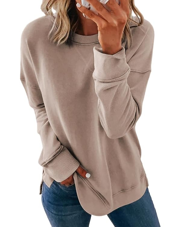 Dokotoo Women's Casual Crew Neck Sweatshirt Loose Soft Long Sleeve Pullover Tops | Amazon (US)