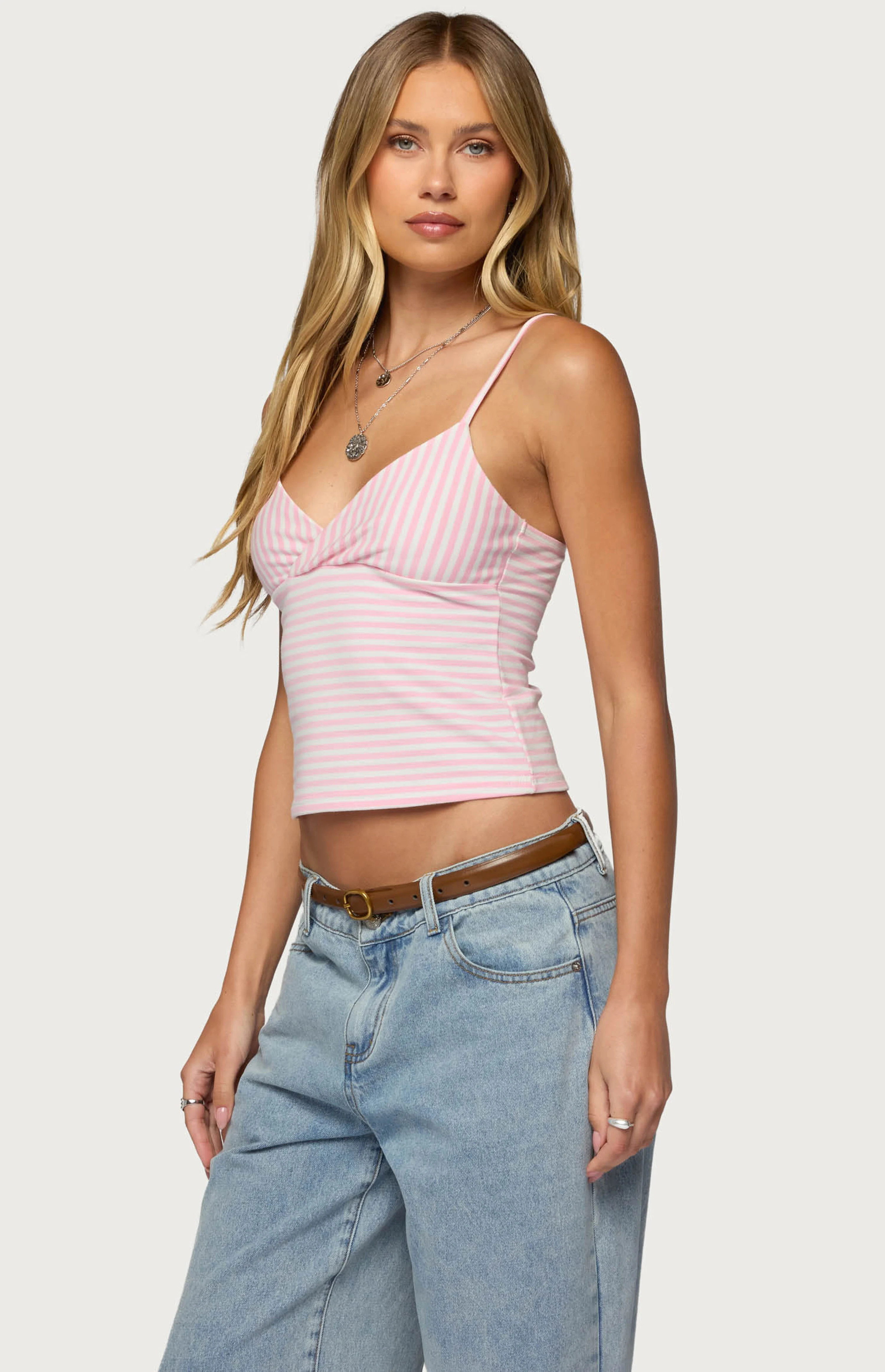 Edikted Emilea V Neck Striped Tank Top | PacSun