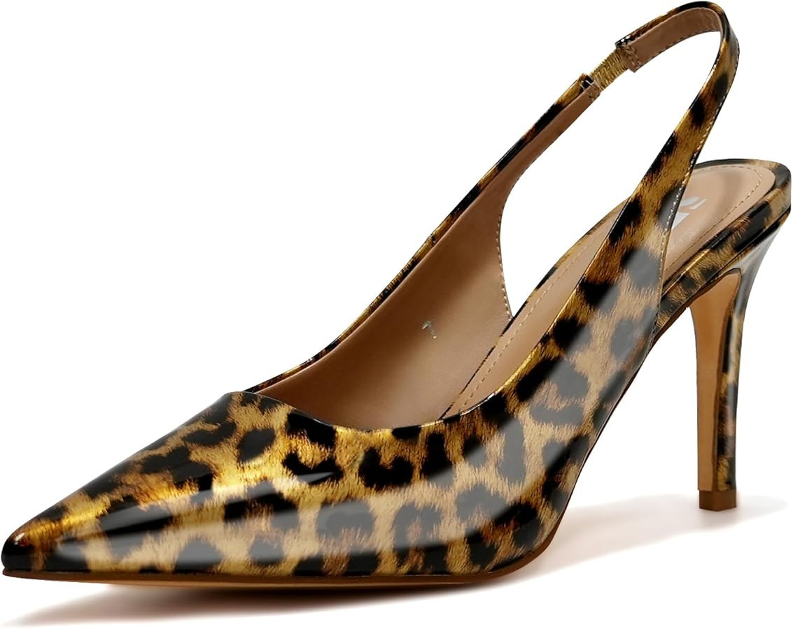 heelchic Slingback Heels for Women Pointed Toe Stiletto Heel Closed Toe Pumps Slip on High Heels ... | Amazon (US)